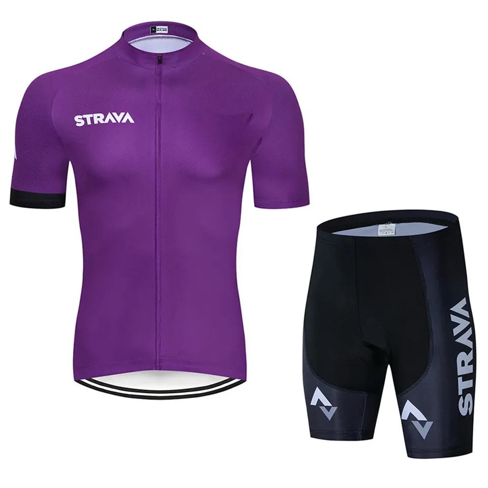 NO.6 Ropa Bicicleta de carretera STRAVA Team велосипедная одежда Летний велосипедный костюм с коротким рукавом мужской топ и низ нагрудник шорты - Цвет: NO.6
