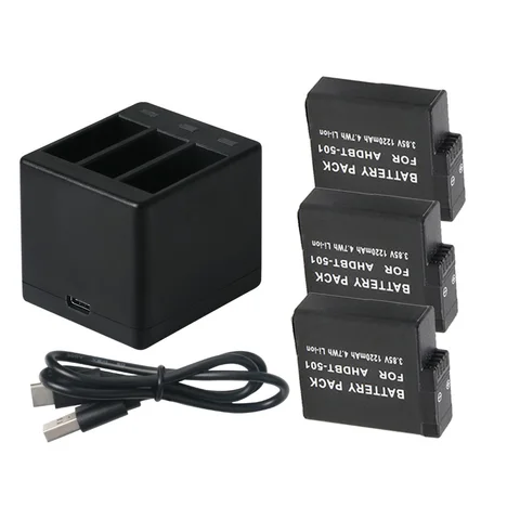 3 шт. литиевая батарея Go Pro для GoPRO Hero 7 8 версии + зарядное устройство с 3 слотами для GoPro 7 Hero 6 Hero 5 2018 аксессуары для камеры