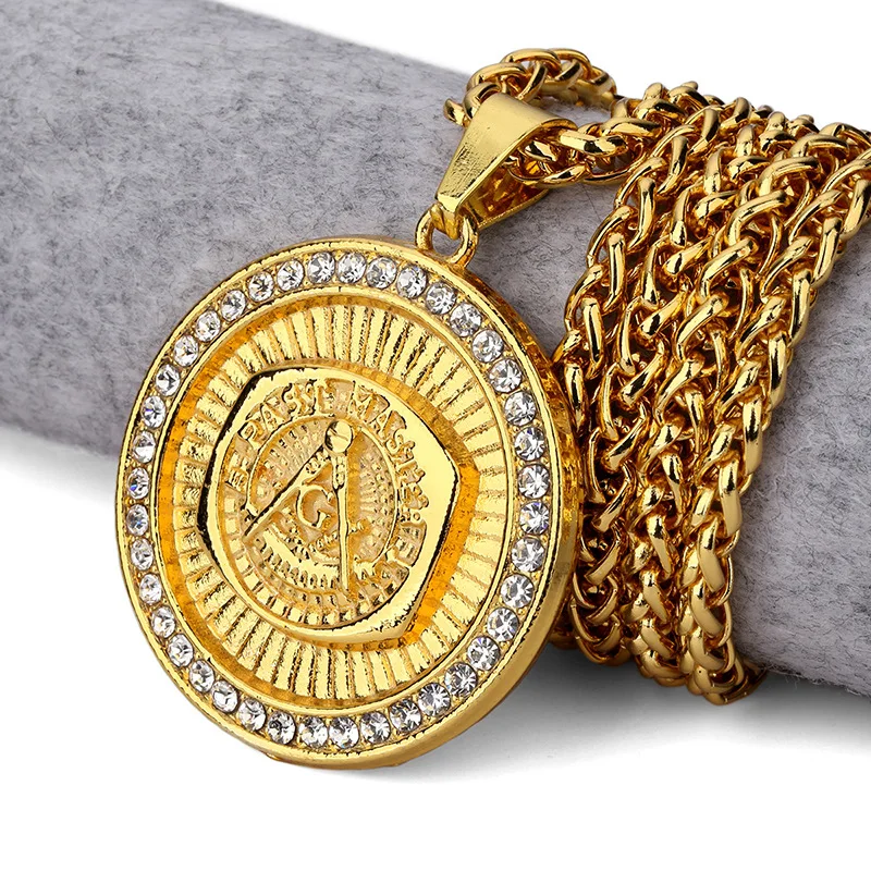 Мужское ожерелье с масонской подвеской в стиле хип-хоп колье из цепочки под