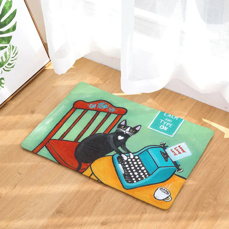 Monily Противоскользящий водонепроницаемый коврик для двери милый мультяшный Кот