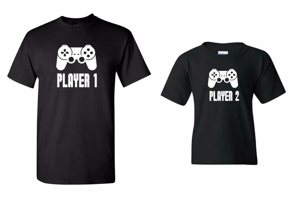 1 игрок и 2 игрока футболки для папы сына одинаковый Комплект игры день отцов мода