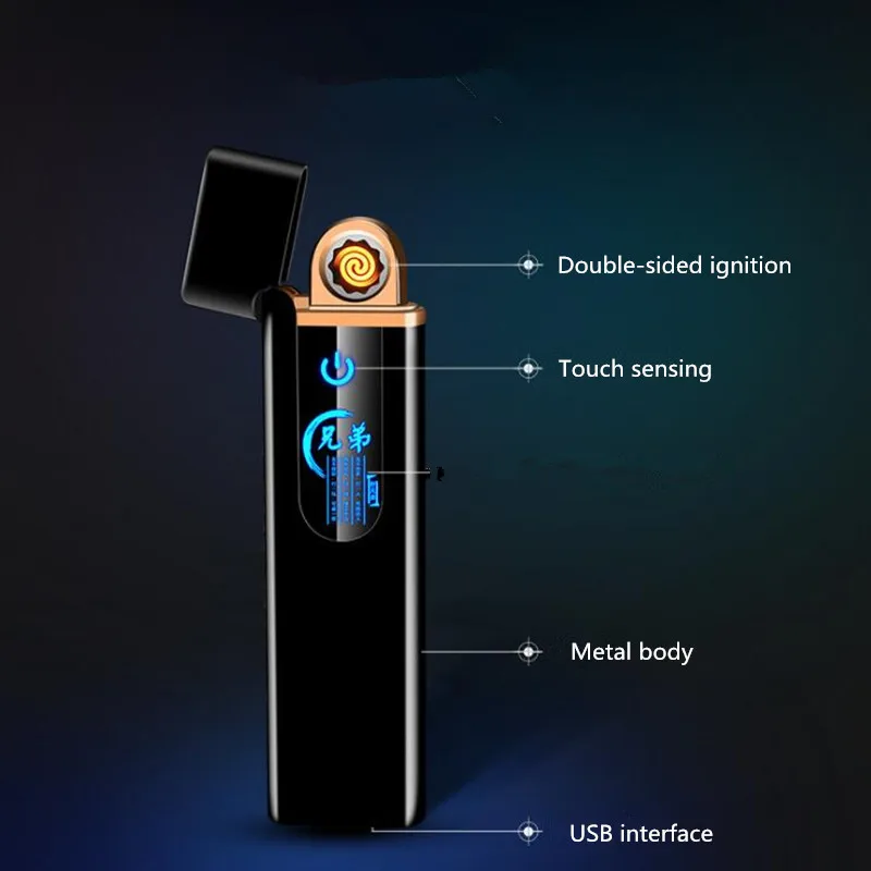 Креативная зарядка через USB прикуриватель сенсорный датчик переключатель Электронная зажигалка ветрозащитный негорящий Электрический прикуриватель подарок