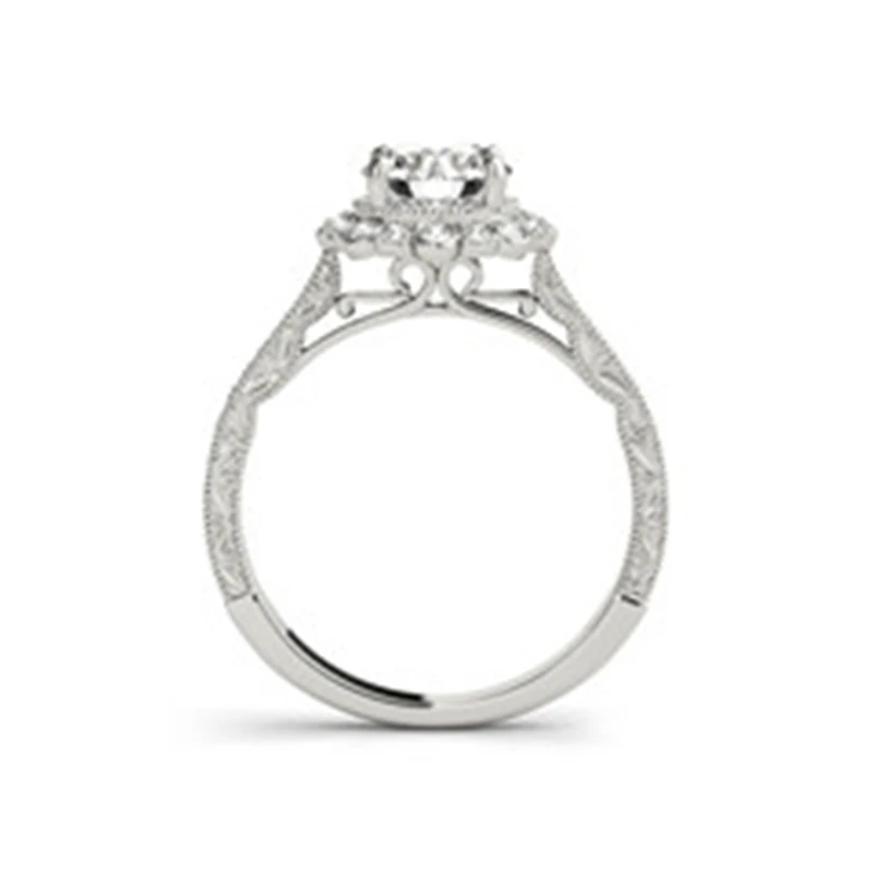 AINUOSHI классическое 925 Серебряное белое золото цвет круглая огранка 1ct Halo женское кольцо для помолвки Свадьба Помолвка Свадебные серебряные кольца