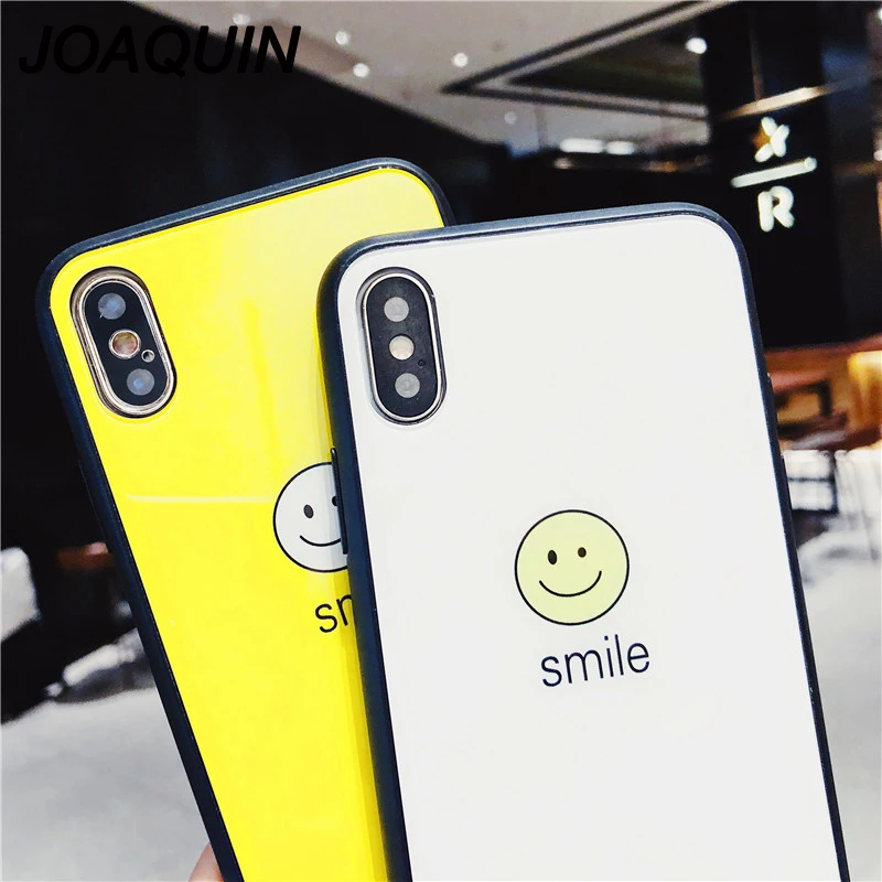 Глянцевый чехол для телефона с надписью Smile iPhone XS XR MAX модный стеклянный мягким