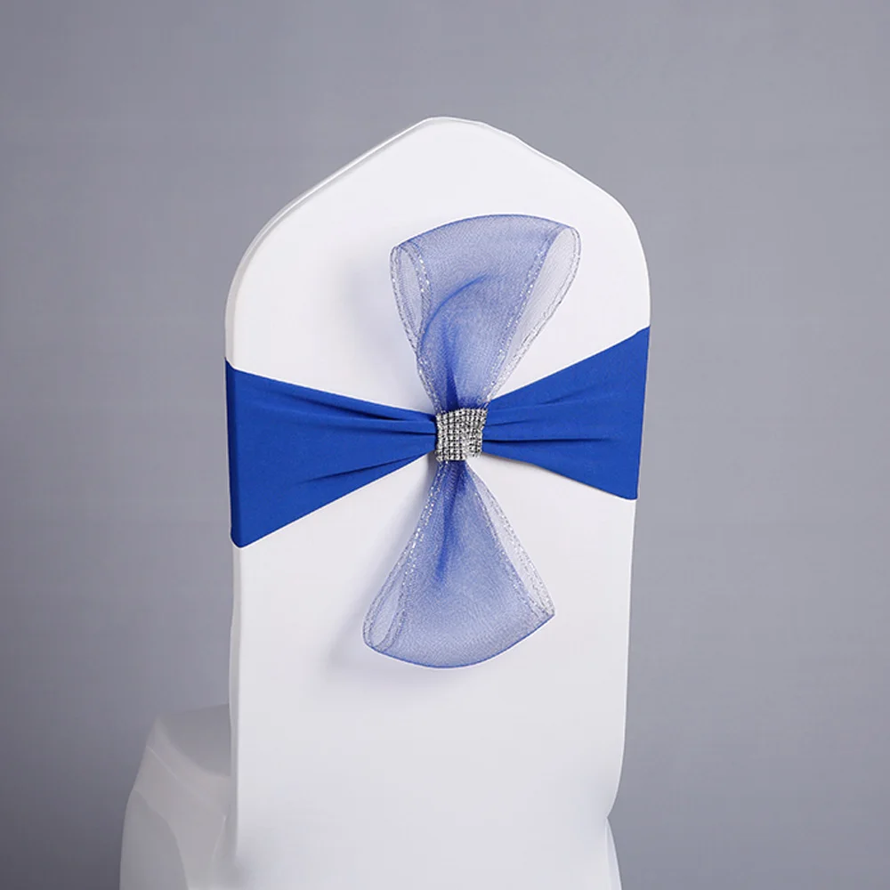 royal blue DIY 50 шт./лот Романтическая Свадебная вечеринка украшения красный стрейч с лайкрой банкетные повязка на стул церемония декор черный галстук-бабочка стул пояс - Цвет: royal blue