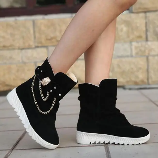 2015 New Arrival Hot Sale Women Boots Solid Slip-On Soft Cute Snow Round Toe Flat with Winter Shoes | Обувь