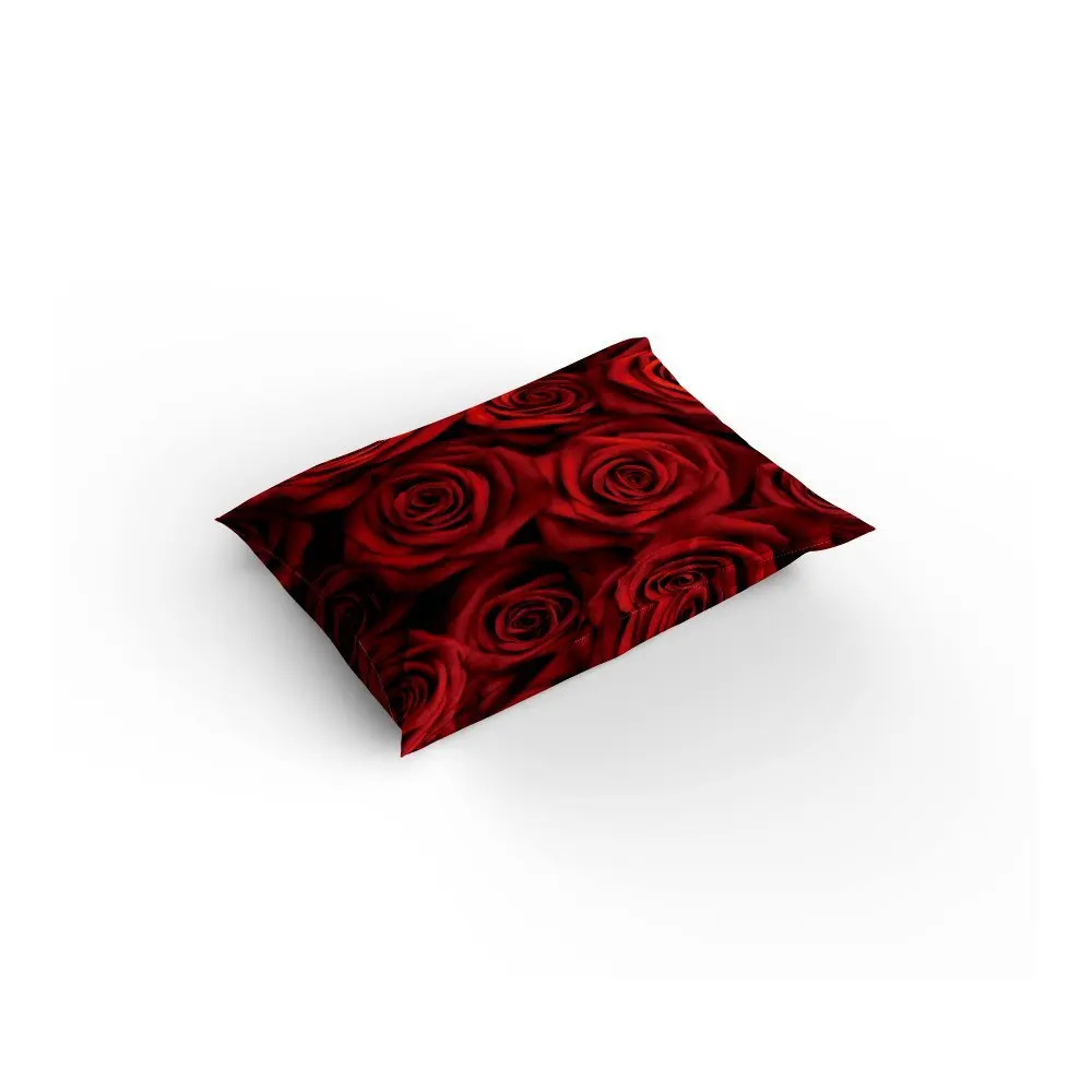 Полноразмерный Комплект постельного белья-красная роза цветочный принт