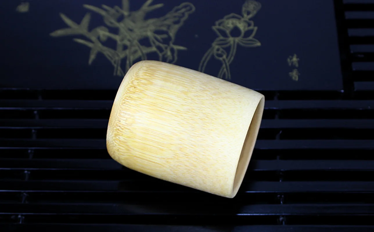 Зеленая натуральная бамбуковая чаша для чая ручной работы круглая из бамбука