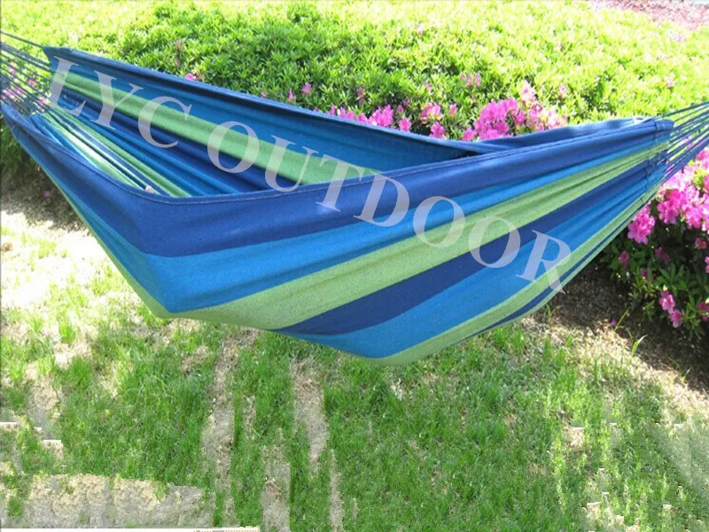 Muti-color Portable Travel Outdoor Camping Tourism Cotton Rope Swing Fabric Stripes Single Leisure Folding Hammock Canvas Bed | Мебель