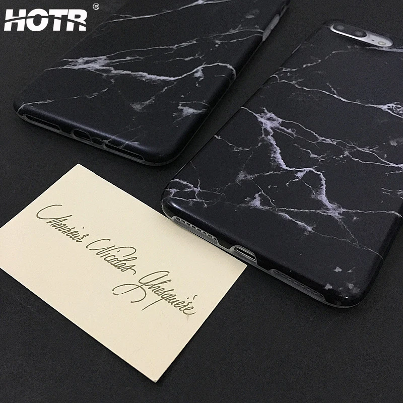HOTR For iphone 7 Case Black Marble Pattern Soft plus 6 6s Fashion Phone Cover |