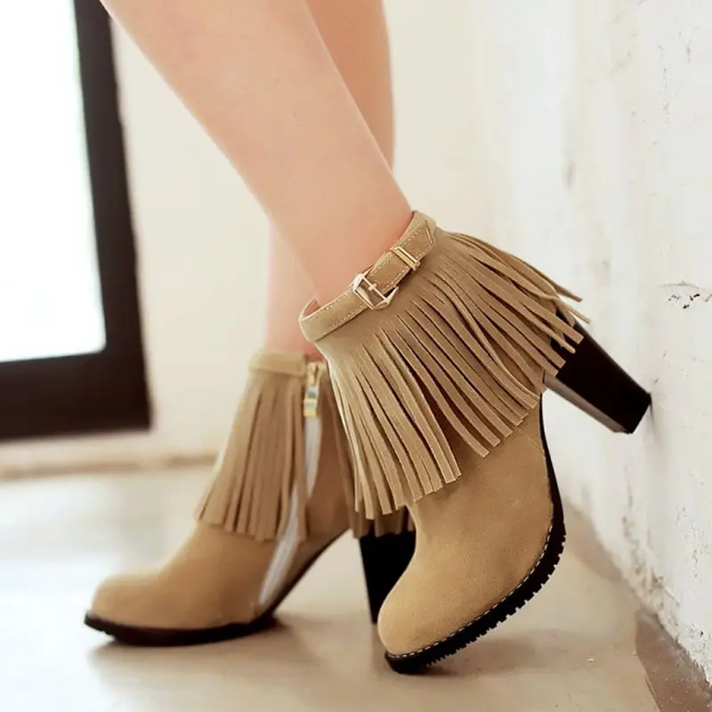 Женские ботинки с острым носком повседневные до щиколотки на каблуке большой