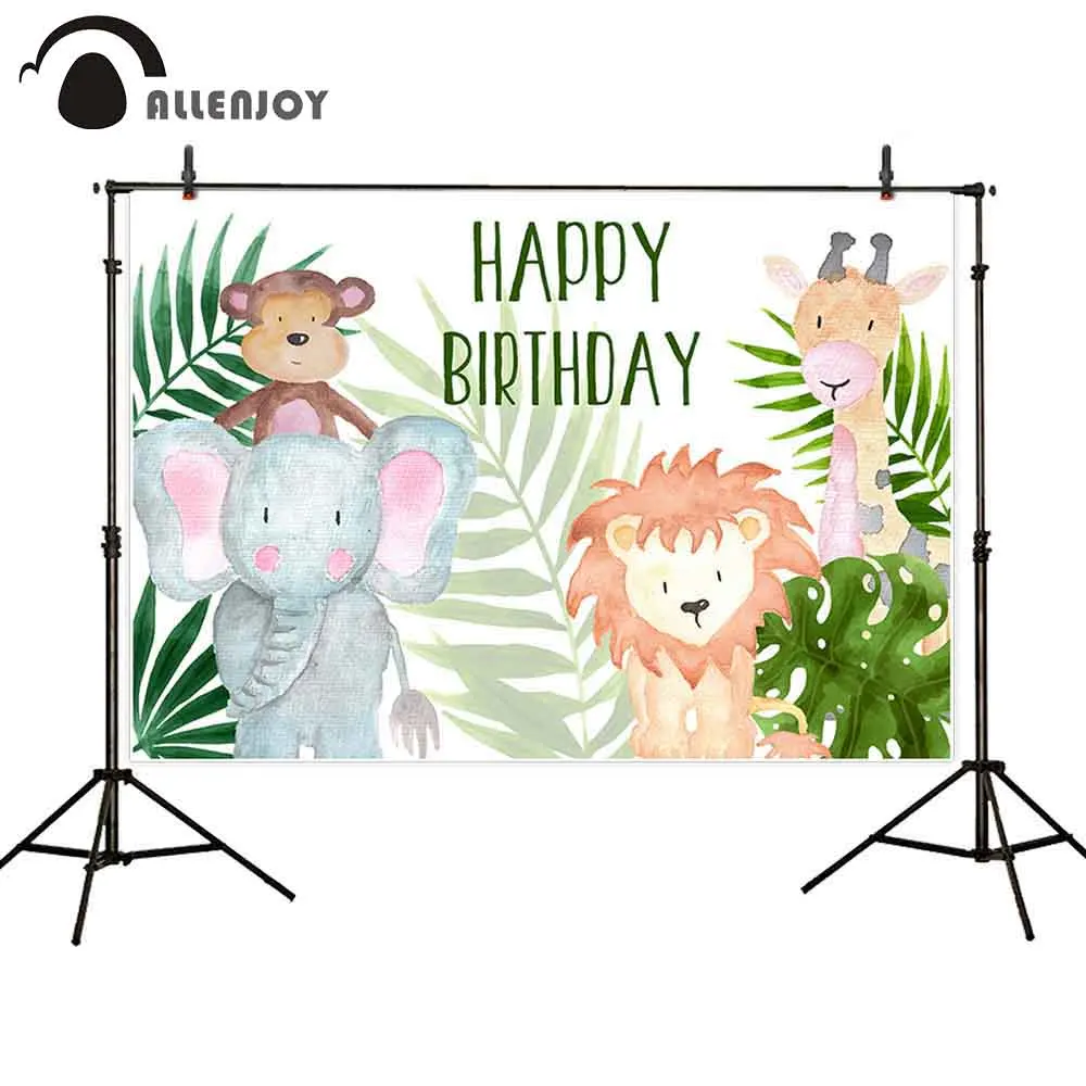 

Allenjoy background for photo studio safari birthday party wild one watercolor painting animals children backdrop photocall