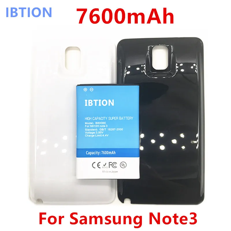 IBTION 7600mAh Note 3 Business Extend Battery B800BE For Samsung Galaxy Note3N9000 N9005 + Back Cover Door Black White color | Мобильные