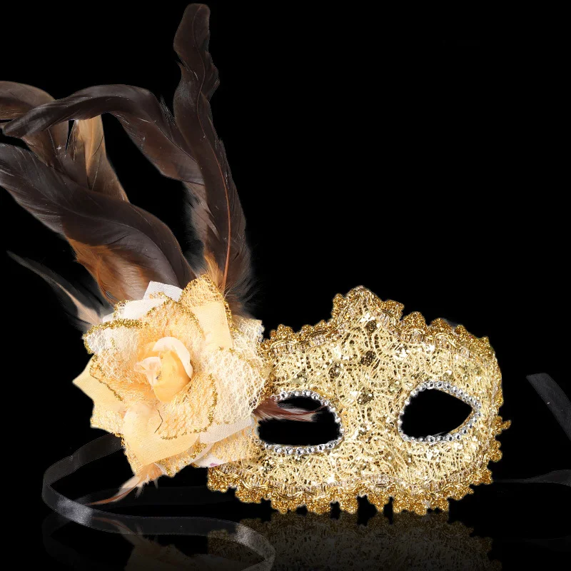 Christmas Decor Color Feather Mask Half Face Fashion Club Party Venice Princess Mask Masquerade Halloween Cosplay Supplies 20pcs