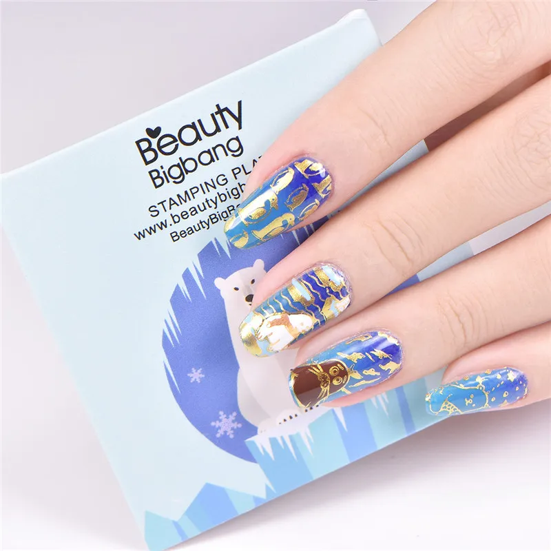 BeautyBigBang 6*6 см штамповочная пластина для ногтей полярный медведь лиса Пингвин животное ногтей шаблон штамповочных плит дизайн ногтей трафареты BBB018