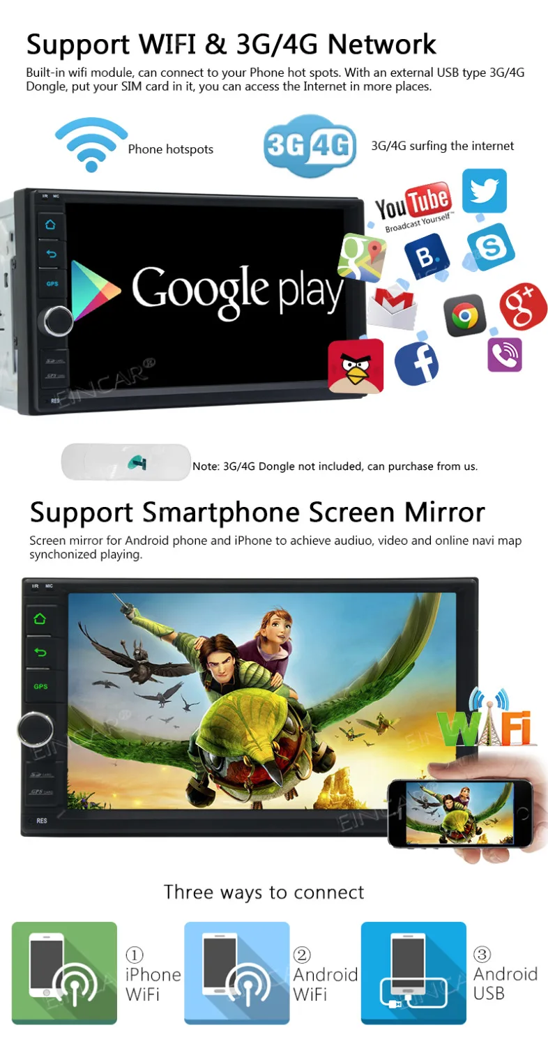 Зеркало Ссылка сабвуфер поддержка Fastboot Wifi MirrorLink AUX USB SD резервная камера 7