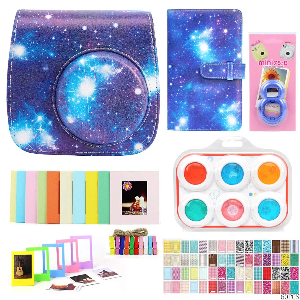 Starry Sky Комплект аксессуаров для камеры Fujifilm Instax Mini 9 8, Наплечная Сумка, чехол, 108 карманов, фотоальбом, фоторамки, фильтры, комплект для селфи - Цвет: Starry Sky