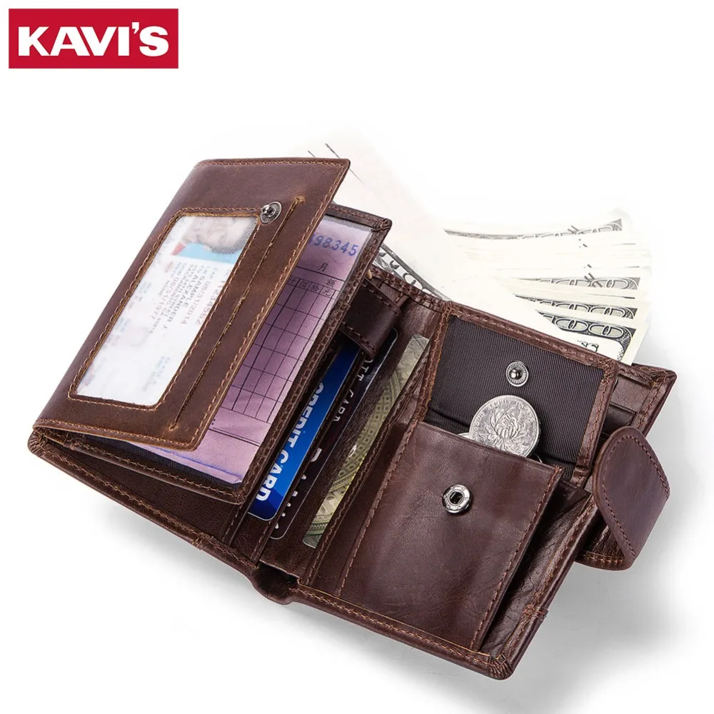 Кошелек KAVIS Crazy из натуральной кожи, мужской кошелек для монет, мужской клатч, кошелек Portomonee, портфель, мужская сумка для денег, держатель для карт, тонкая застежка
