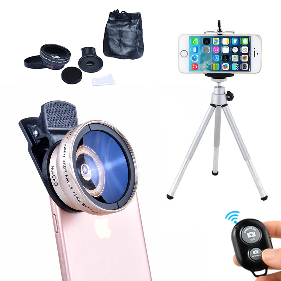 2017 7in1 Camera Lens Kit 12.5X Macro 0.45X Wide Angle With Clip Remote Tripod For iPhone 5 5s 6 6s 7 Plus Samsung S6 S7 S5 | Мобильные