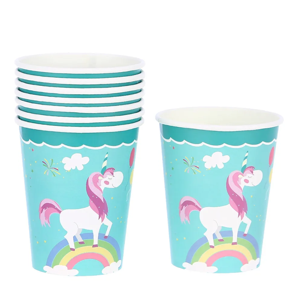 Детский душ зеленая тема Единорог день рождения одноразовая посуда для