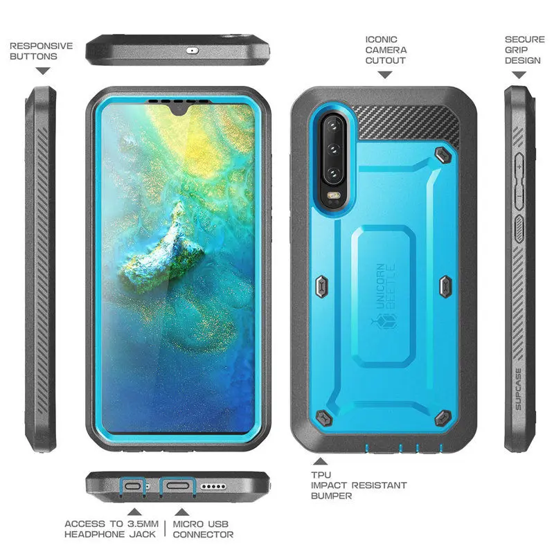 Для huawei P30 чехол 6,1 дюймов() SUP чехол UB Pro сверхпрочный корпус прочный Чехол со встроенной защитной пленкой и Кобурой