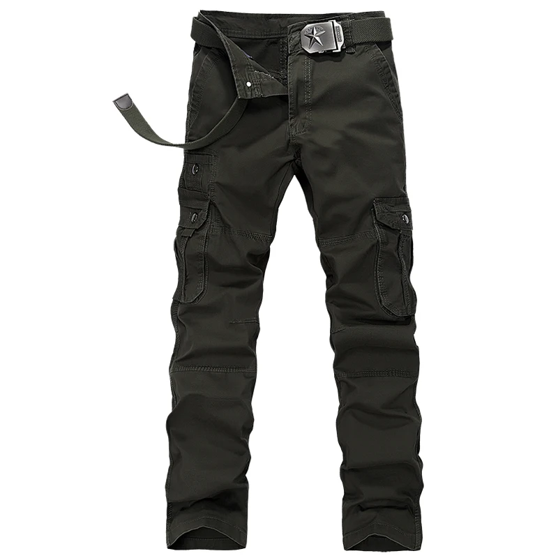 Новинка 2017 года Для мужчин Брюки карго Army Green серый черный цвет большие карманы