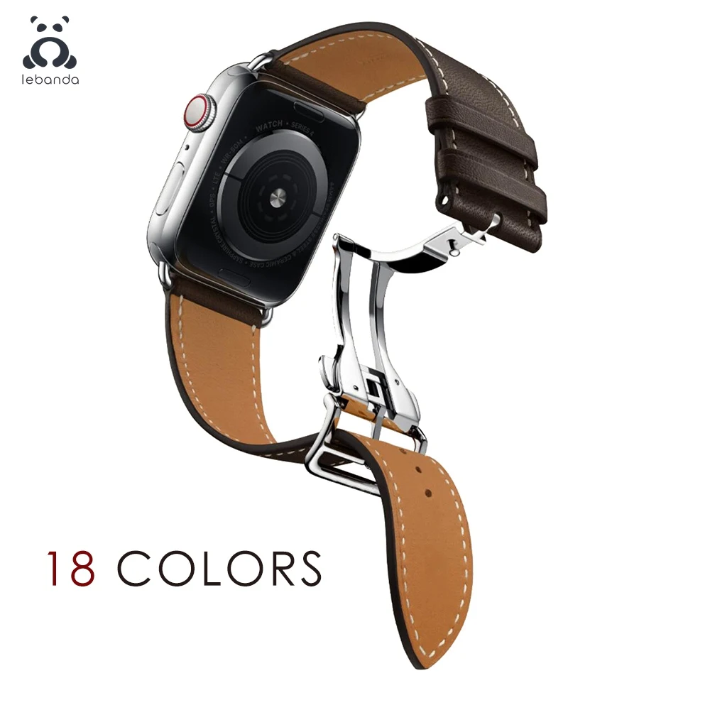 Ремешок Leband для Apple Watch 7 6 SE 5 4 3 кожаный дизайнерский браслет с пряжкой iwatch Swift Single