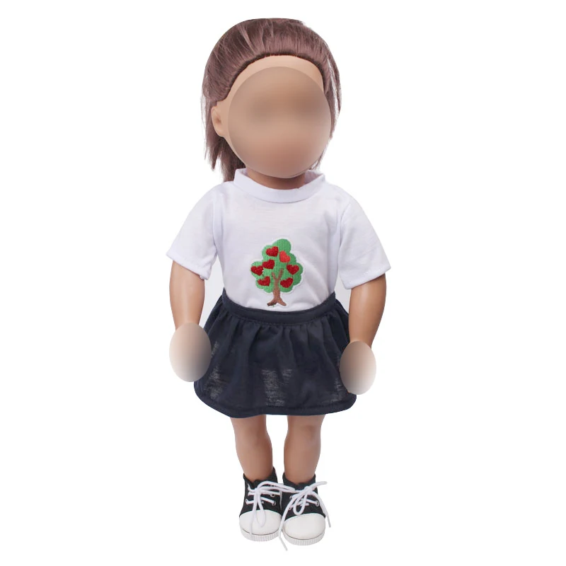 

New Christmas shirt skirt doll clothes fit 18 inch Girl dolls and 43-cm baby dolls accessories c677