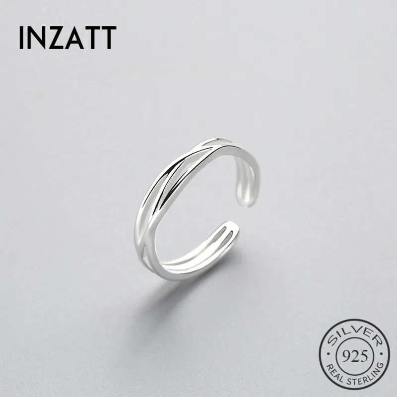 

Минималистичное витое кольцо INZATT из стерлингового серебра 100% пробы для женщин на день рождения, классическое модное ювелирное изделие, акс...