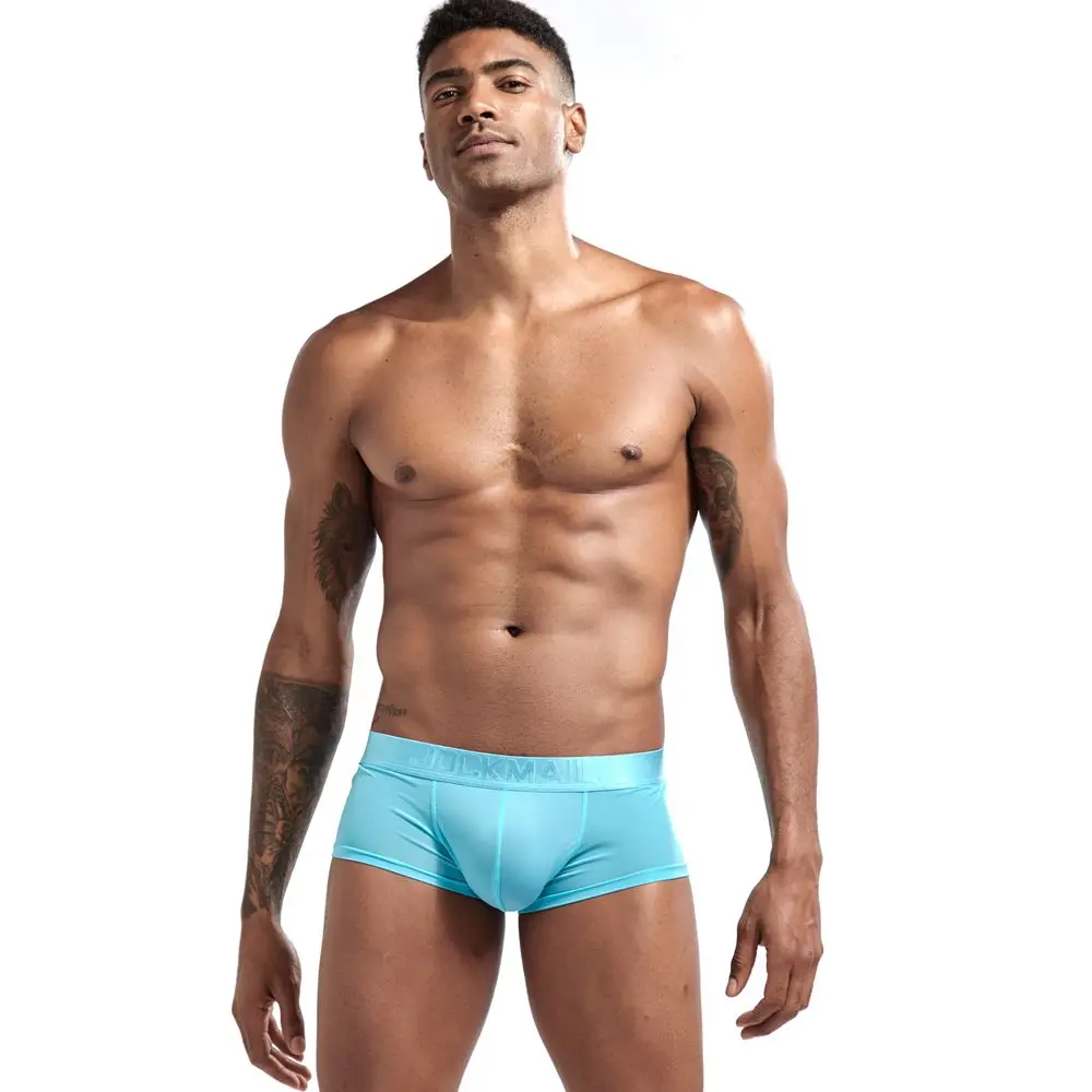 JOCKMAIL, ультратонкое сексуальное нижнее белье, мужские боксеры, одноцветные выпуклые мужские трусы, Короткие трусы, мужские трусы-боксеры