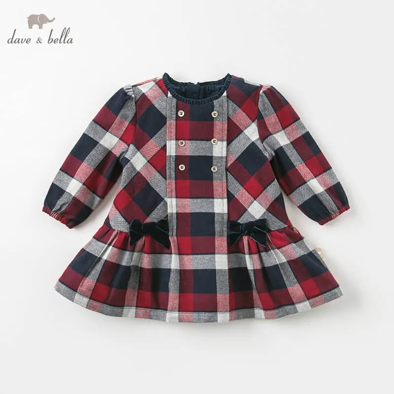 Dave bella autumn infant baby girl's fashion plaid dress kids birthday party toddler children clothes DBA7953 | Детская одежда и