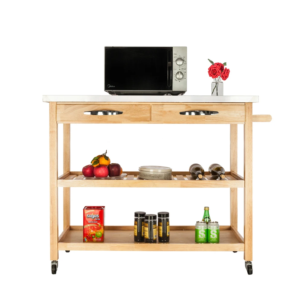 FCH Moveable Kitchen Cart with Stainless Steel Table Top & Two Drawers & Two Shelves Burlywood Rolling Utility Cart - US Stock
FCH Moveable Kitchen Cart with Stainless Steel Table Top & Two Drawers & Two Shelves Burlywood Rolling Utility Cart - US Stock