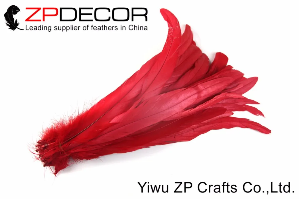 Zpdecor 100 шт./пакет 25-30 см(10-12ich) ручная Сортировка полностью красивое обесцвечивание красные хвостовые перья птиц для свадебного декора