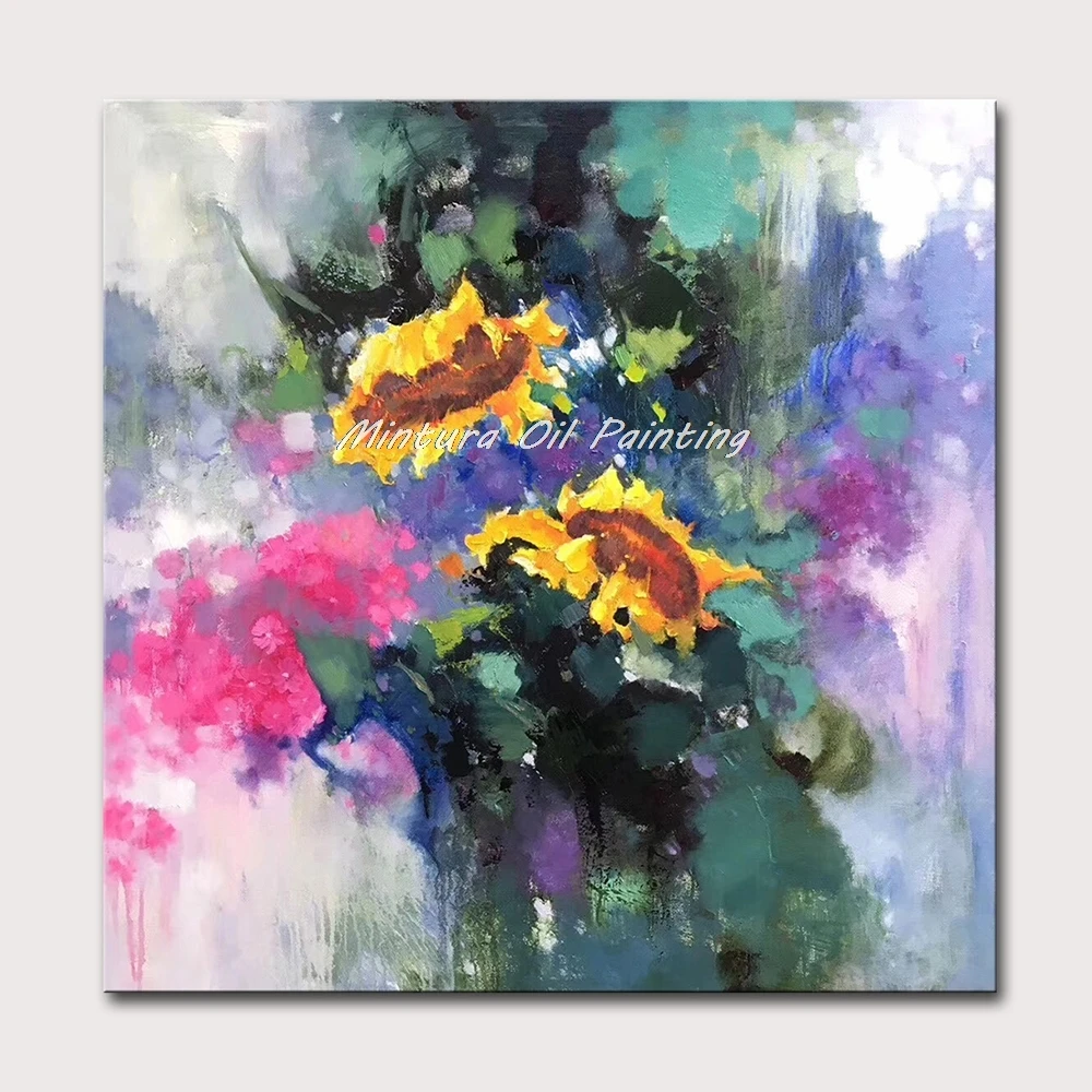 

Mintura Painting for Living Room Beautiful sunflower flowers Wall Art Acrylic Canvas Oil Paintings Art Hand-Painted No Framed