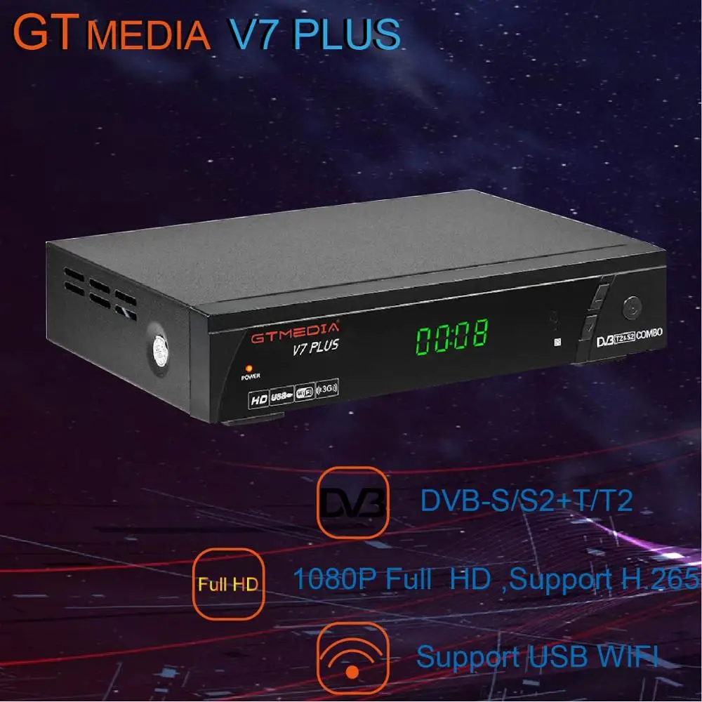 GTMedia V7 Плюс Цифровой ТВ спутниковый ресивер DVB-S2 DVB-T2 HD Combo Декодер каналов