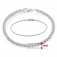 new arrival 925 sterling silver fashion 4mm smooth round beads charm bracelet women jewelry gift