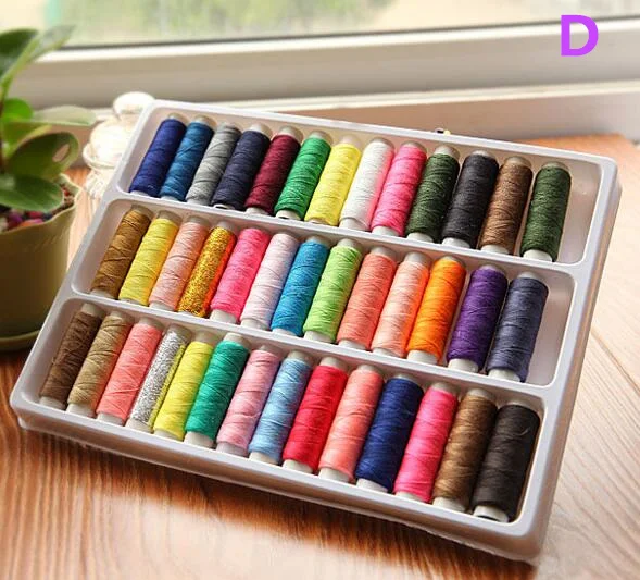 D Большая скидка! DIY швейный набор устройство вдевания нитки игольчатая лента ножничный измерительный наперсток кожа с коробкой для хранения Швейные аксессуары - Цвет: D
