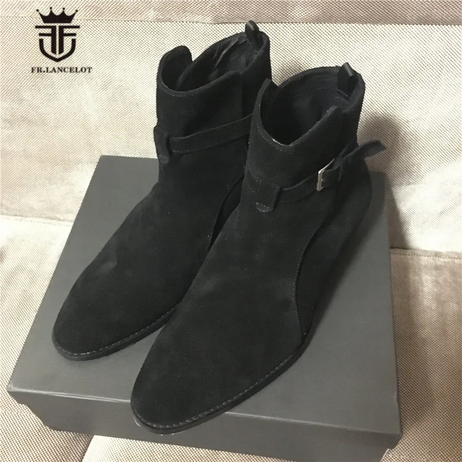 Мужские ботинки ручной работы коричневые замшевые из натуральной кожи на