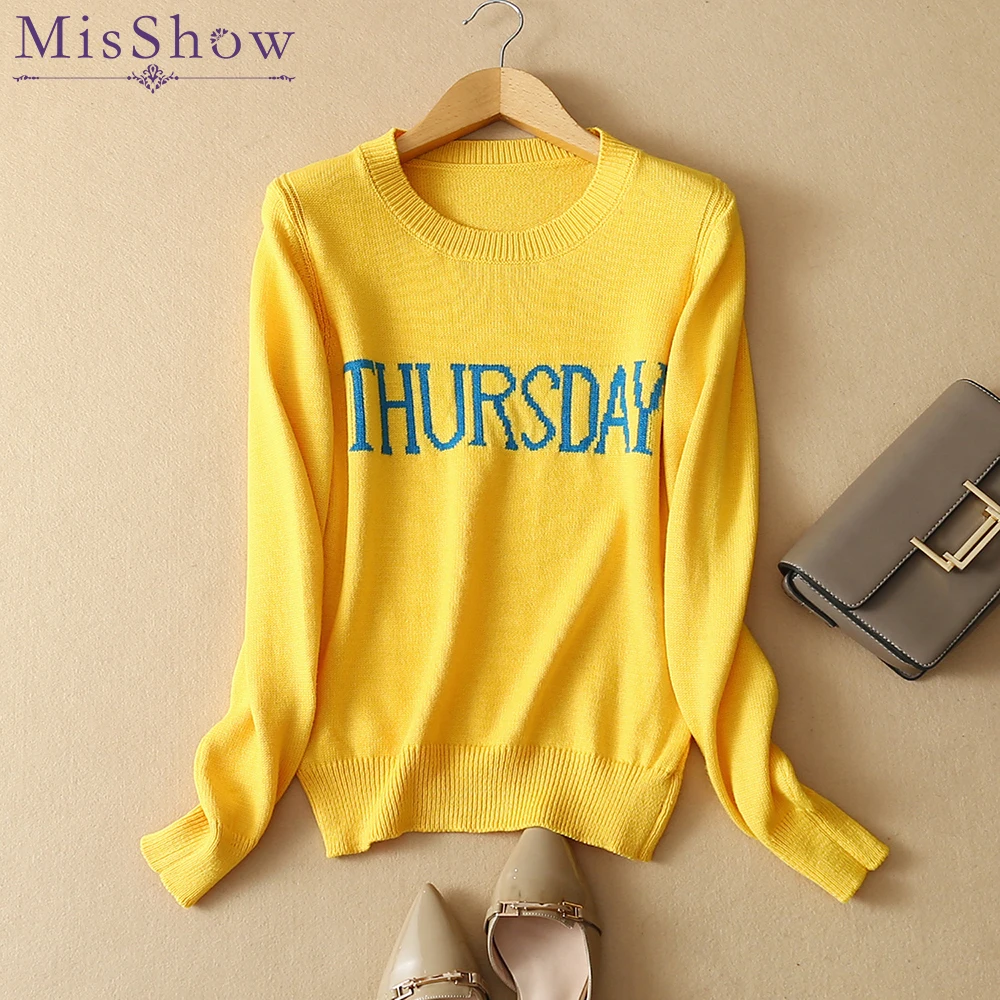2019 Fashion Week Women Sweater Chic Knitting Jumper Monday Tuesday Wednesday Thursday Friday Saturday Sunday knitwear Pullover | Женская