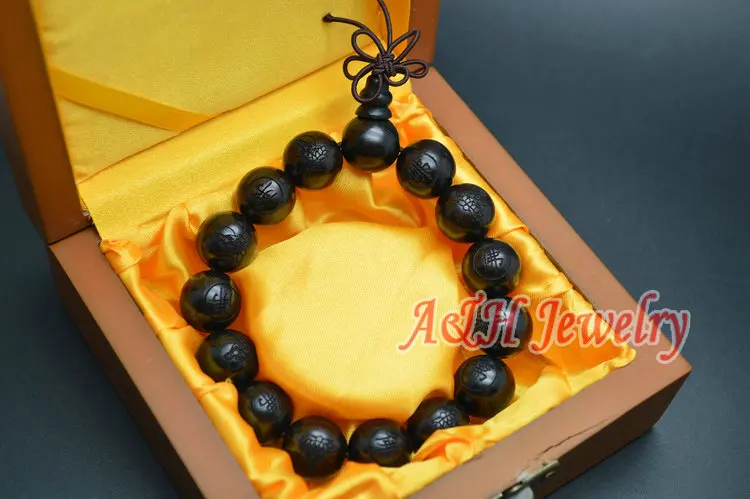 10 шт. резные круглые бусины из черного палисандра 15 мм |