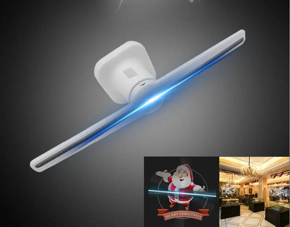 LumiParty 42 см 224LED 3D голографический проектор Advisement плеер голограмма рекламный дисплей вентилятор белый