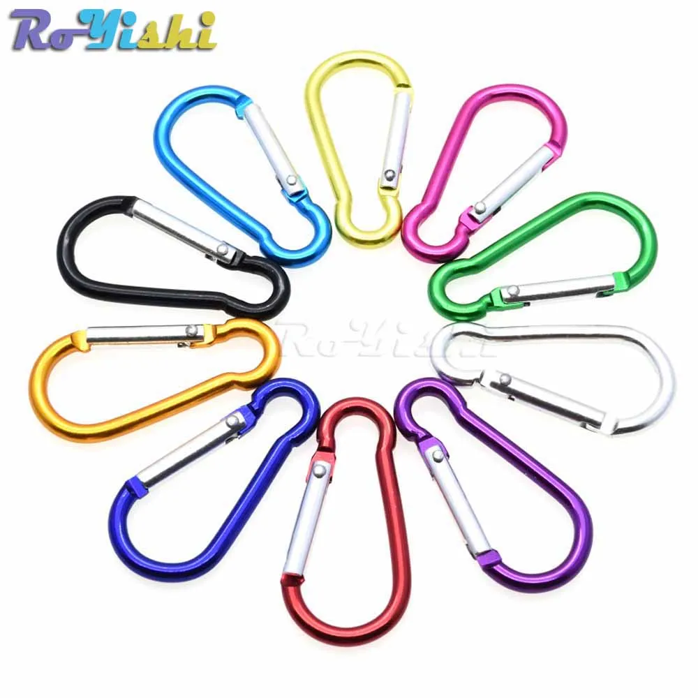 

100pcs/pack Aluminum Carabiner Snap Hook Keychain For Paracord Outdoor Activities Hiking Camping 10 Colors