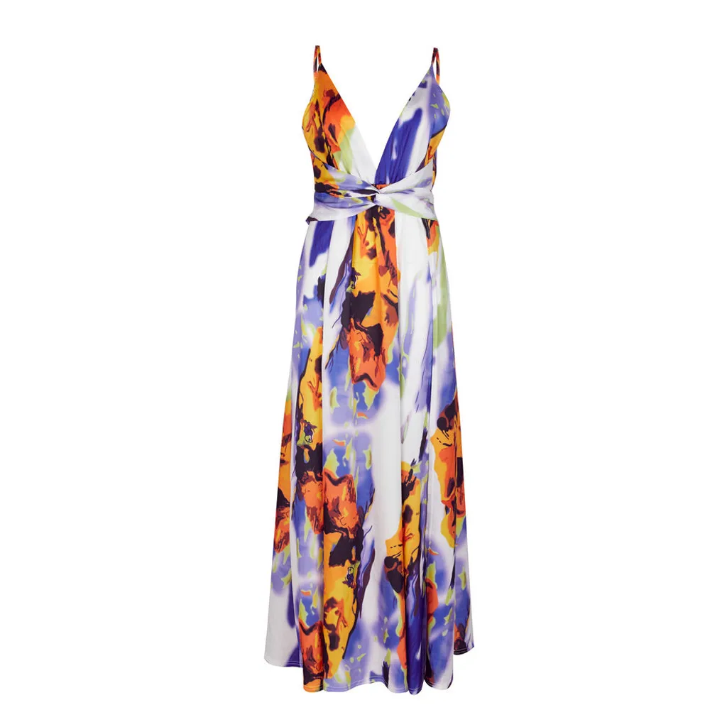 Vestido Boho, шикарное платье Хиппи размера плюс, женская мода, летнее, для отдыха, сексуальное, с открытым крестом, с принтом, платья для лета Z4