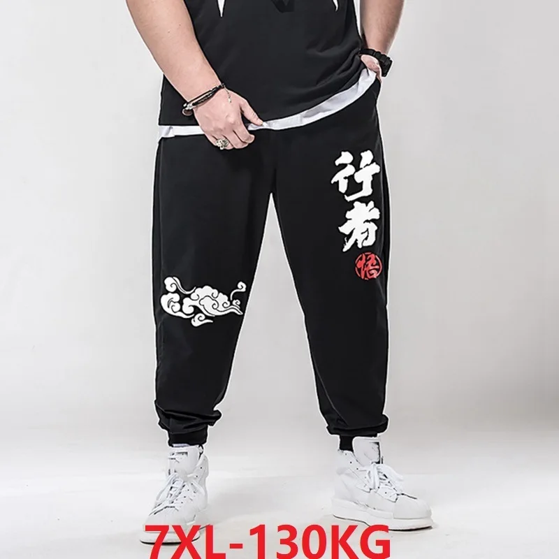 Большие 5XL 6XL летние мужские тренировочные брюки в китайском стиле спортивные