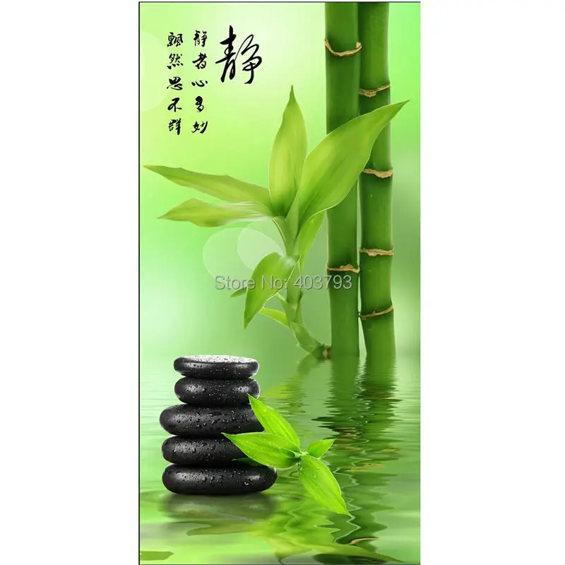 

Картина маслом на холсте, с принтом зеленого бамбука