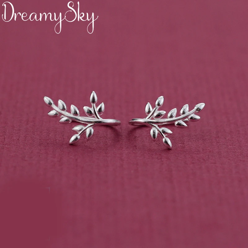 Женские серьги DreamySky подарочные в виде большого листа из натурального серебра