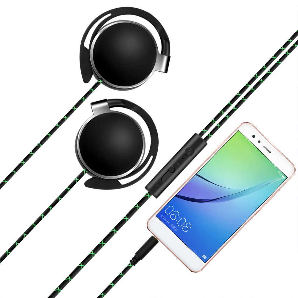 KEBIDU Ear Hook Headsets With Built-in Microphone Hanging Earphones 3.5mm In-Ear Wired Earphone For Smartphones | Электроника