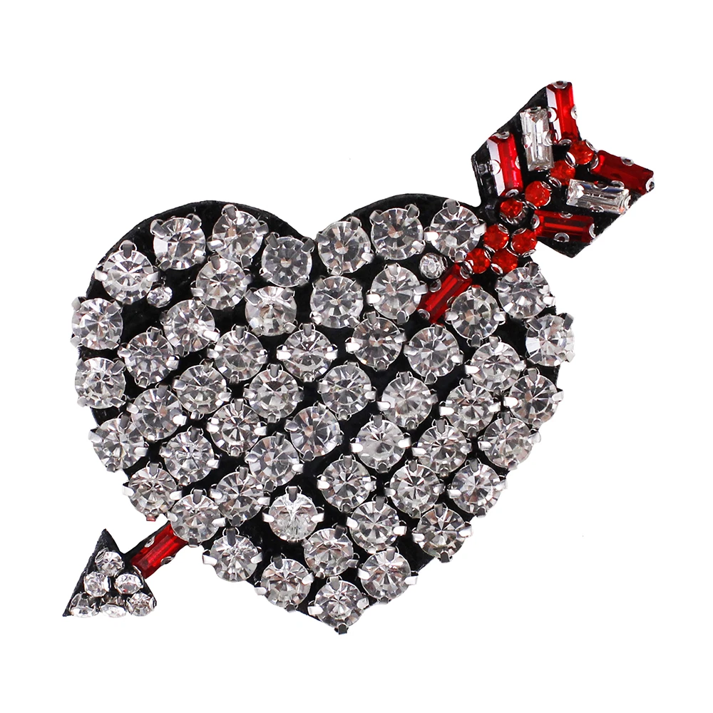 10 шт. вышитые бисером нашивки стрелы в виде сердца с кристаллами и аппликацией AB
