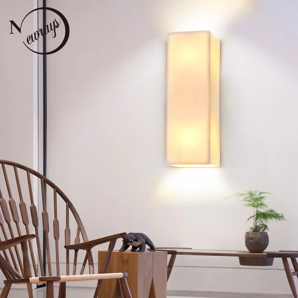 

Modern nordic loft brief white wall lamps sconce ceramic lampshade G9 led wall light for home porch living room bedroom bathroom