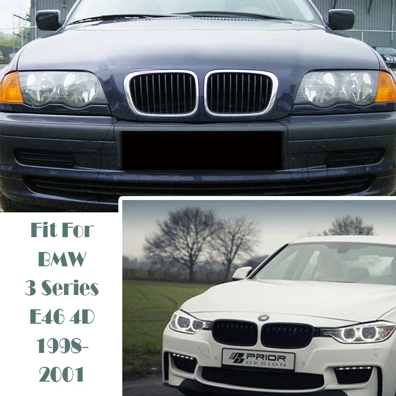 Overe Car Front Bumper Grills Grilles For BMW E46 Sedan 3 Series 1998 1999 2000 2001 4 Doors 4D Convertible Accessories | Автомобили и